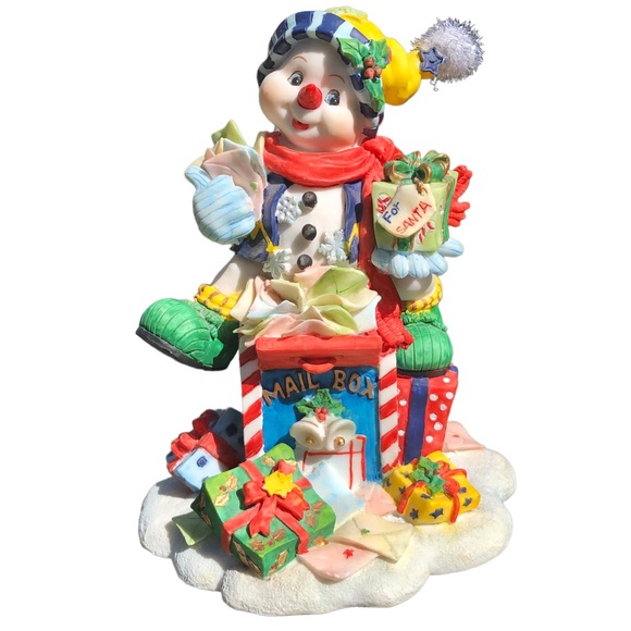 Source Unknown Other - SNOWMAN FIGURE VINTAGE COLECTION CHRISTMAS PORCELANITE 7" WITH GIFTS TO SANTA WG